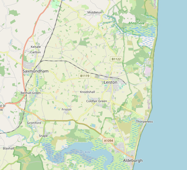 Map of the Leiston, Suffolk area, copyright OpenStreetMap.org - https://www.openstreetmap.org/copyright/